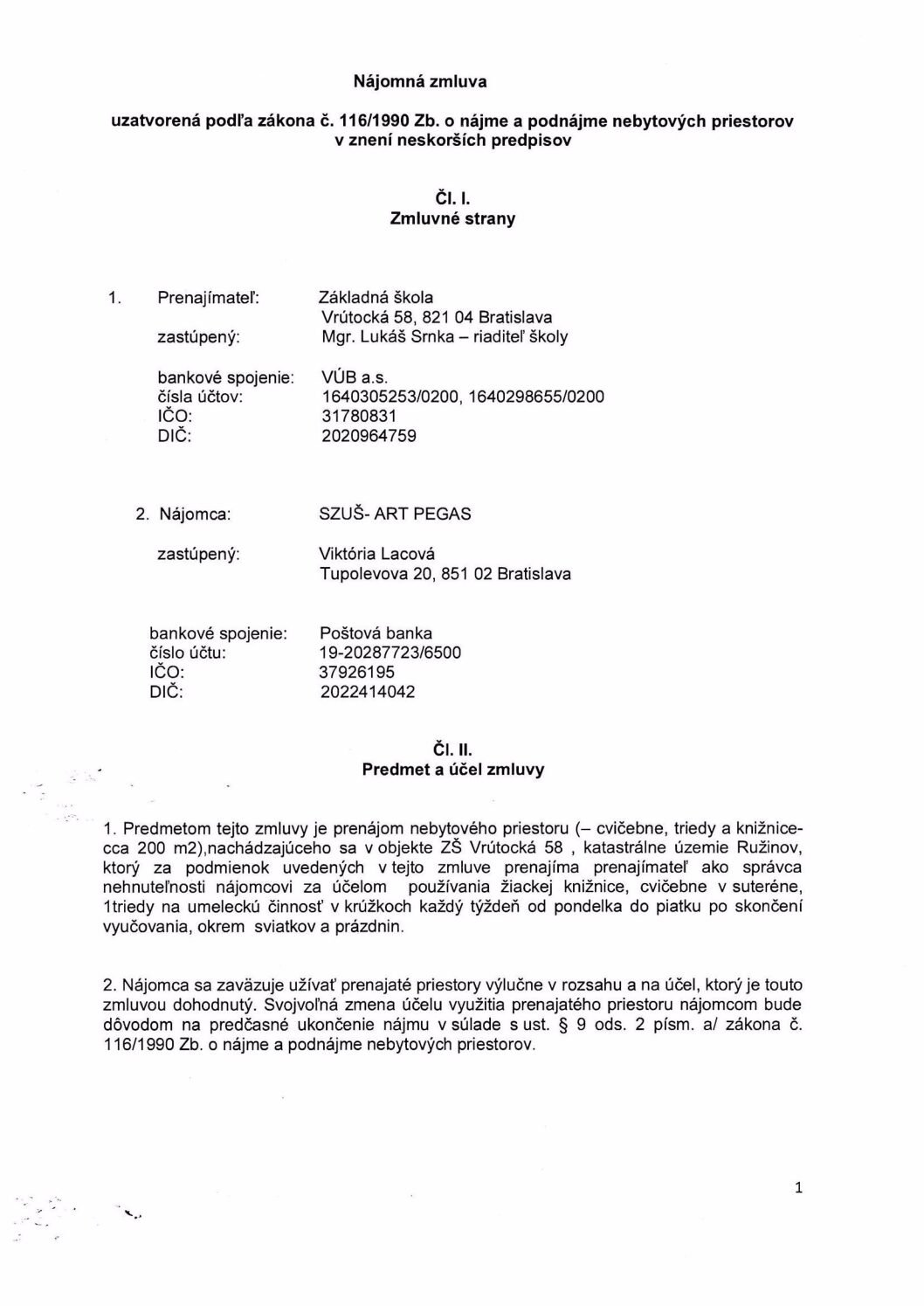 ZMLUVA SZUŠ ART PEGAS, 2020-21