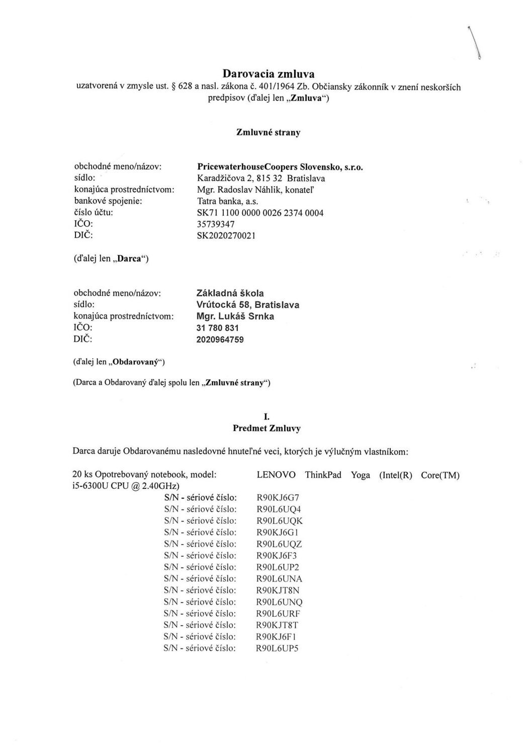 Darovacia zmluva_PWC_notebooky